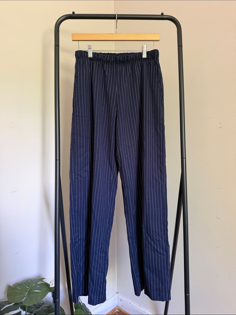 GAP Pinstripe Pull-On High-Waisted Wide-Leg Elastic-Waist Pant